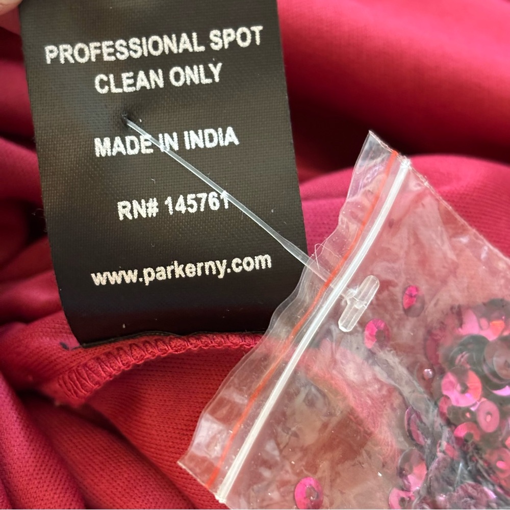 NEW Parker Black Sia Pink Sequin V Neck Sleeveless Front Slit Accent Dress - Picture 14 of 14